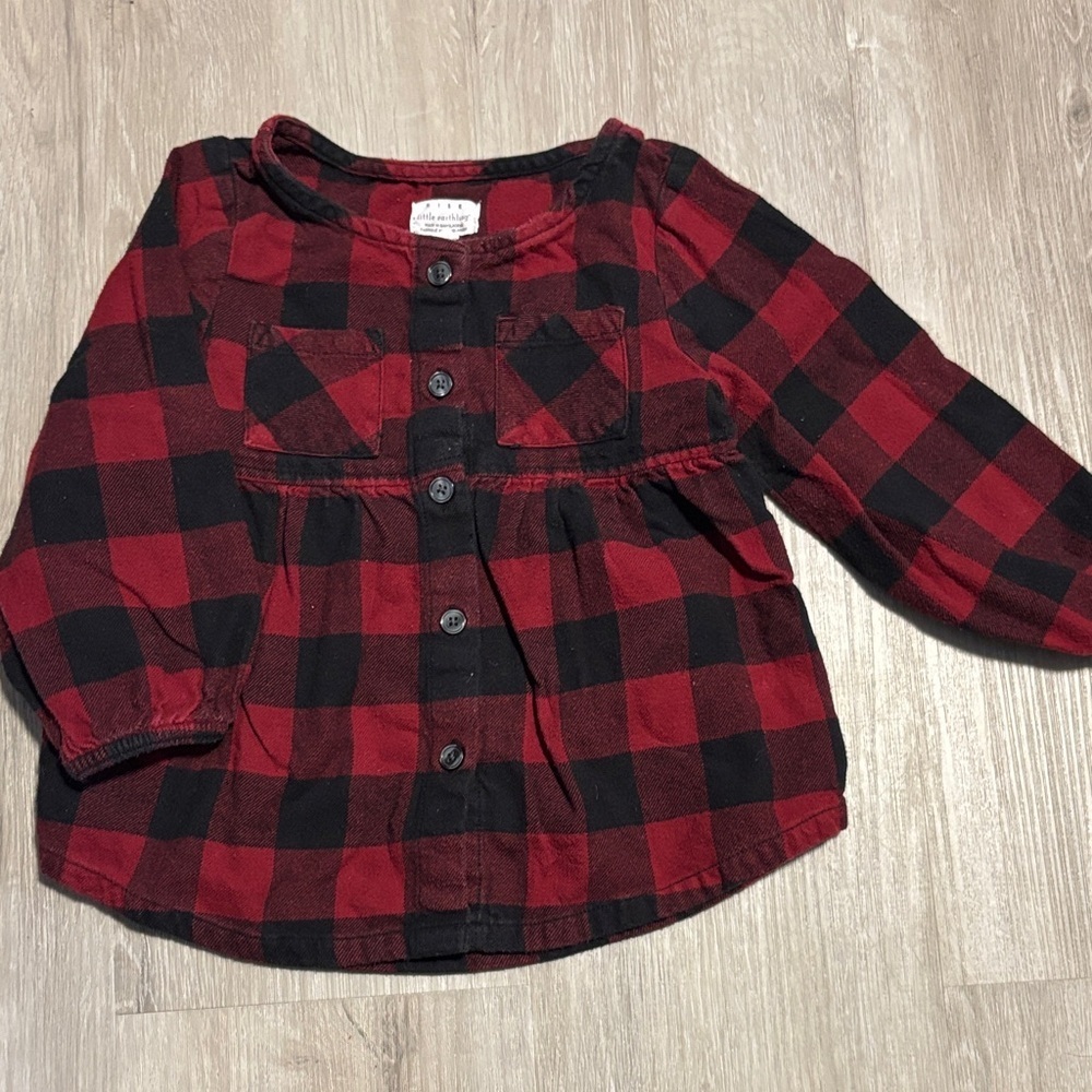 Little Earth Red and Black Checkered Button‎ Down Shirt